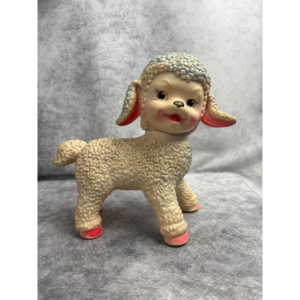 VTG Sun Rubber Lamb Sheep Rolling Toy 1960's